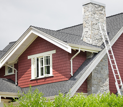 Ladder Running Up to Chimney